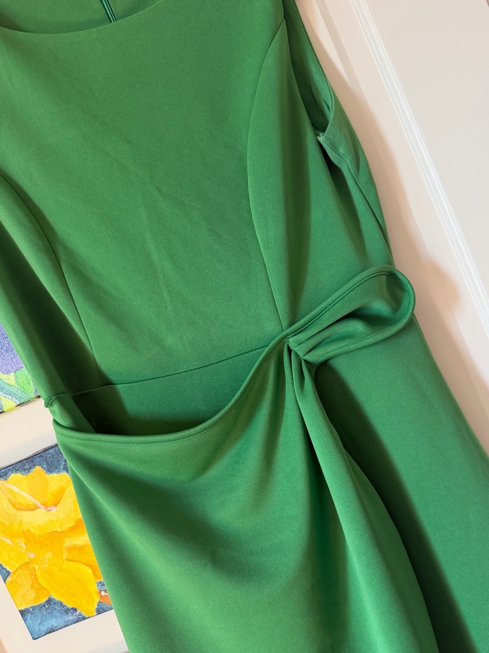 NWOT Sleeveless Emerald Green Knot-Detail Midi Dress - Picture 4 of 6